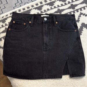 Classic Black Denim Skirt